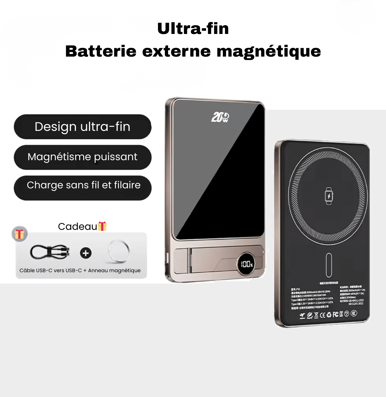Flux — Batterie externe sans fil ultra-fine