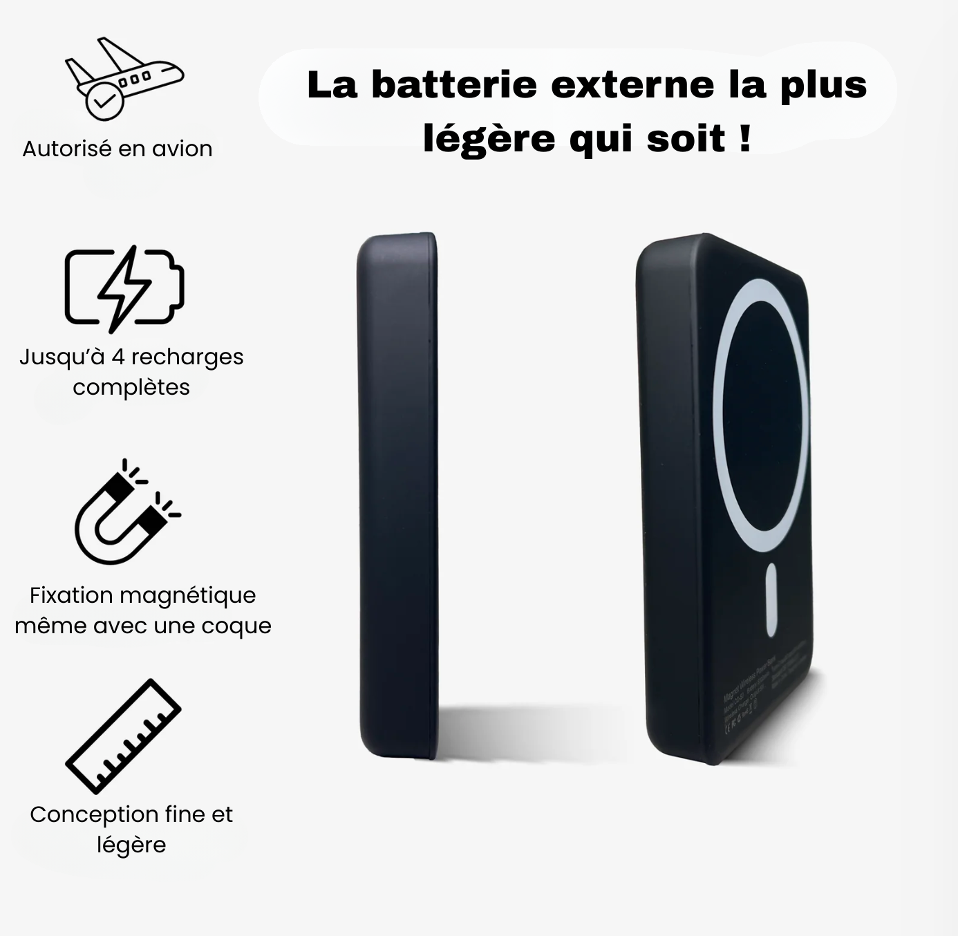 SlimCharge Pro – batterie externe magnétique