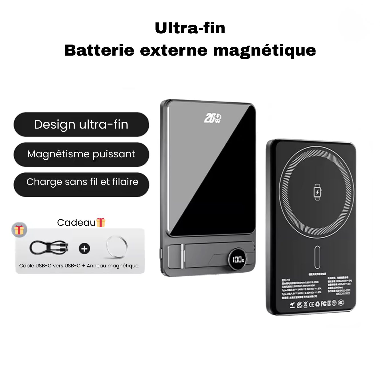 Flux — Batterie externe sans fil ultra-fine