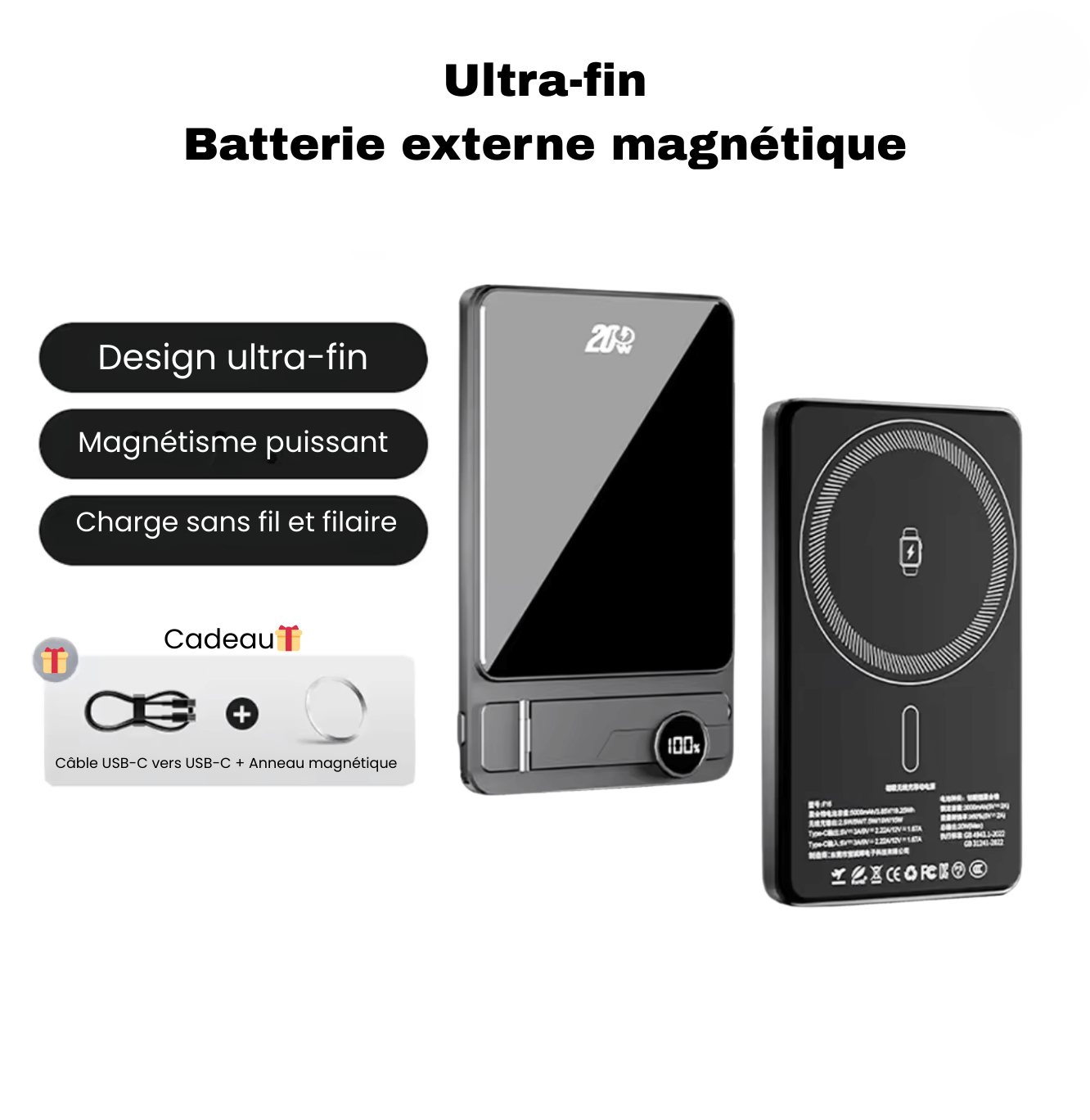 Flux — Batterie externe sans fil ultra-fine